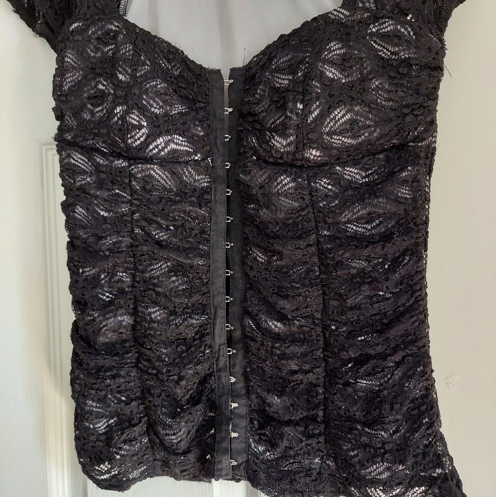 Y2k Black lace corset top